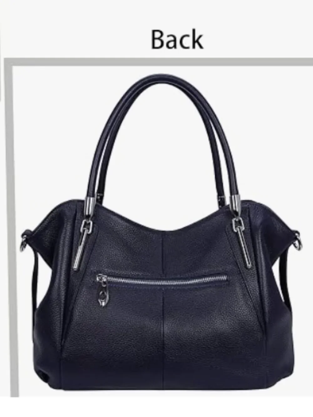 HESHE Genuine Leather Navy Blue Tote Shoulder Bag Satchel Hobo Crossbody